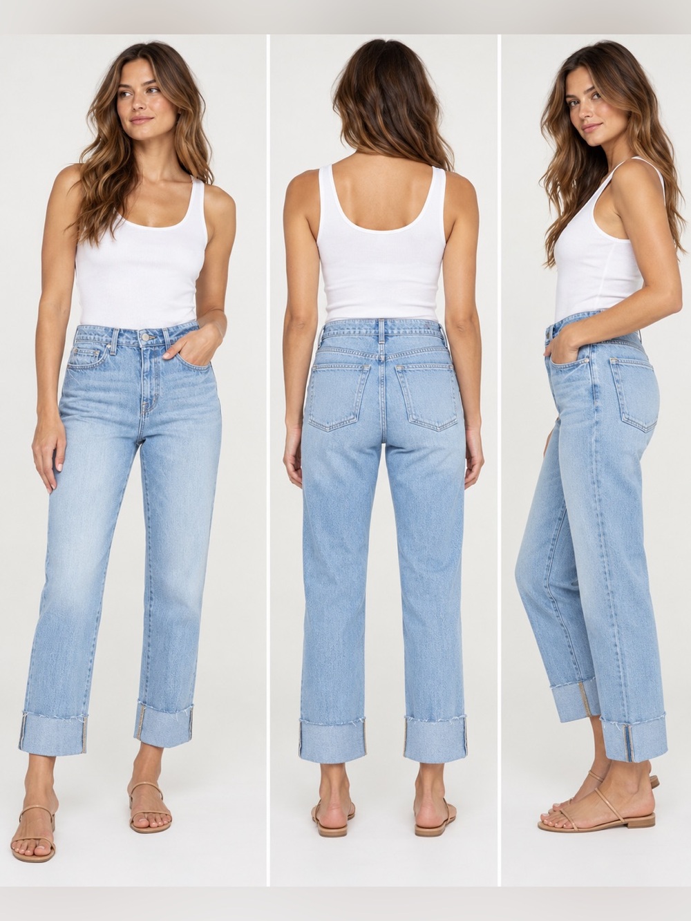 L'AGENCE Maribel Cuffed Straight-Leg Jeans in Fontana
